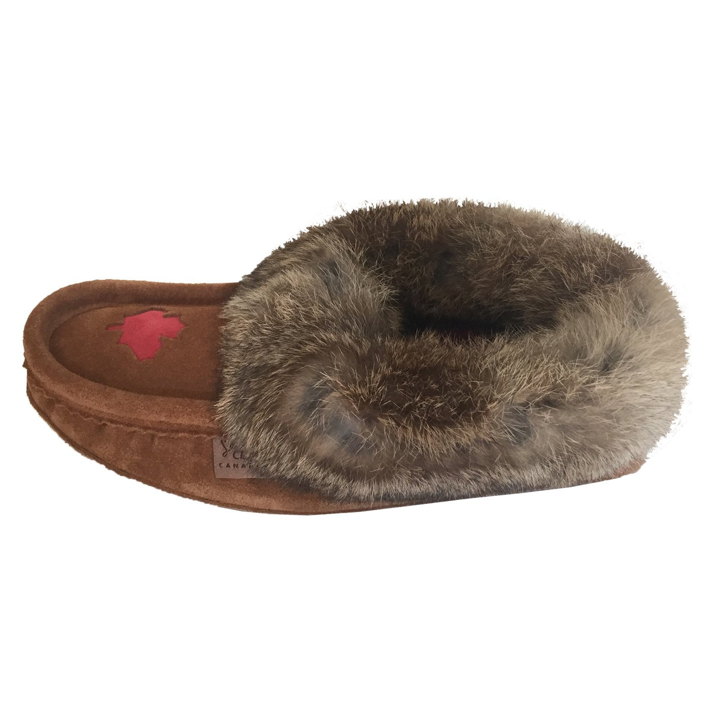 Women's Rabbit Fur Maple Leaf Moccasins