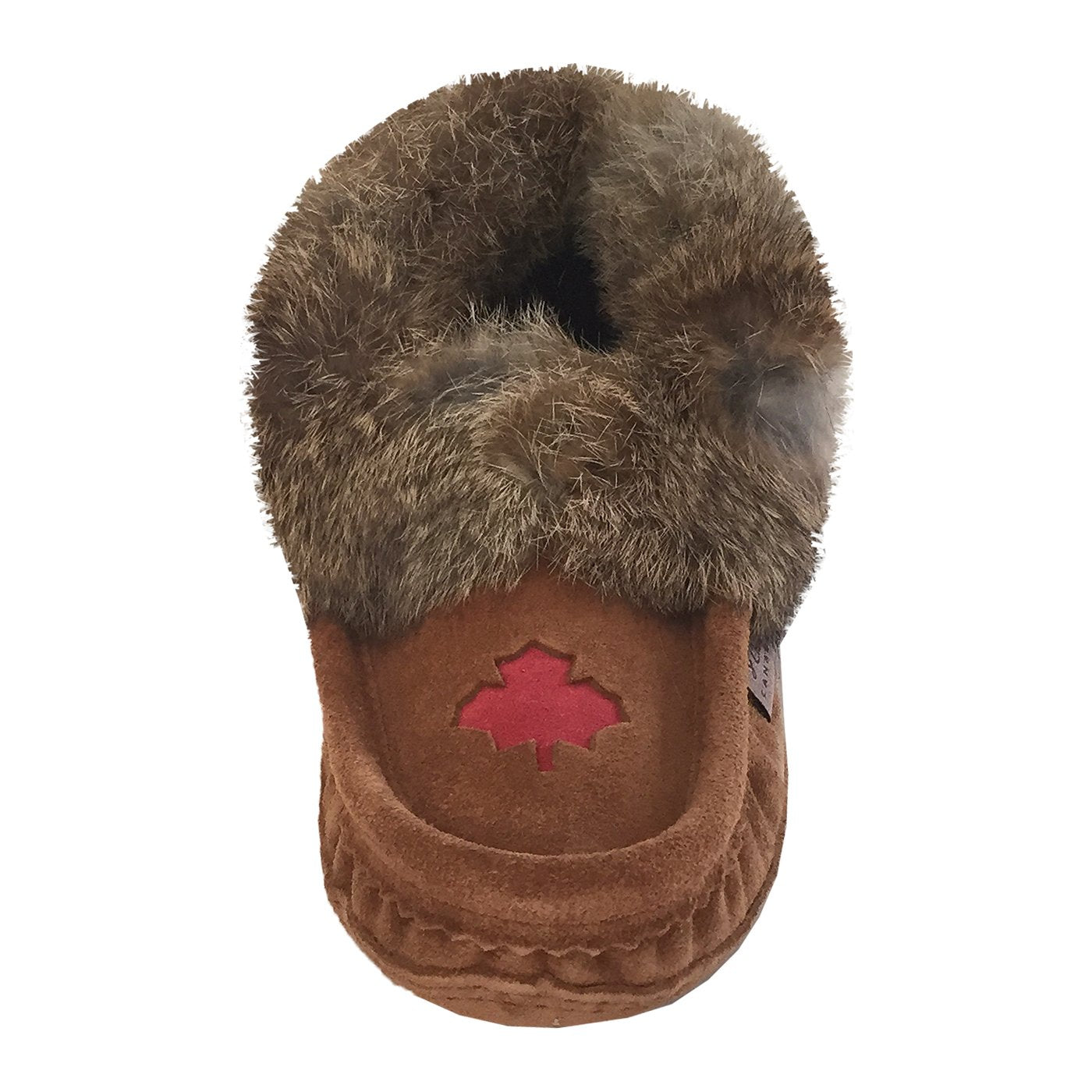 Women's Rabbit Fur Maple Leaf Moccasins