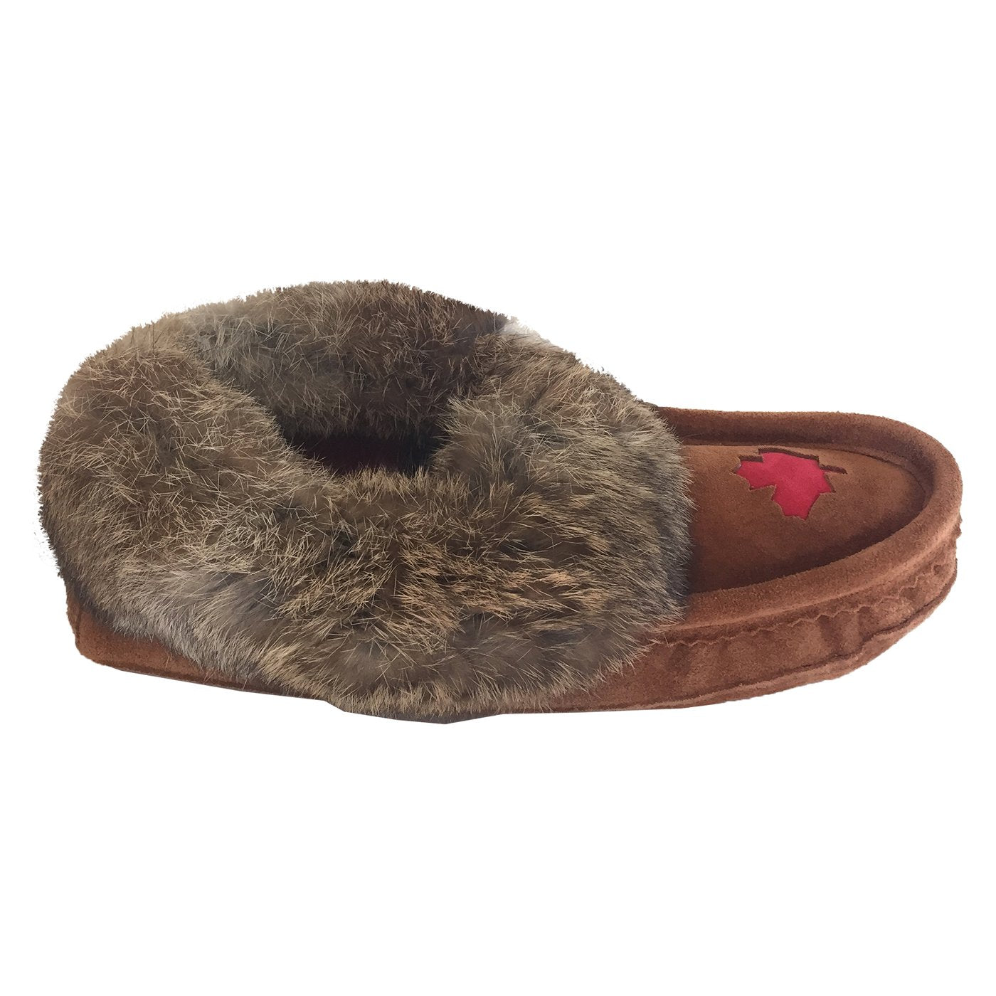 Women's Rabbit Fur Maple Leaf Moccasins