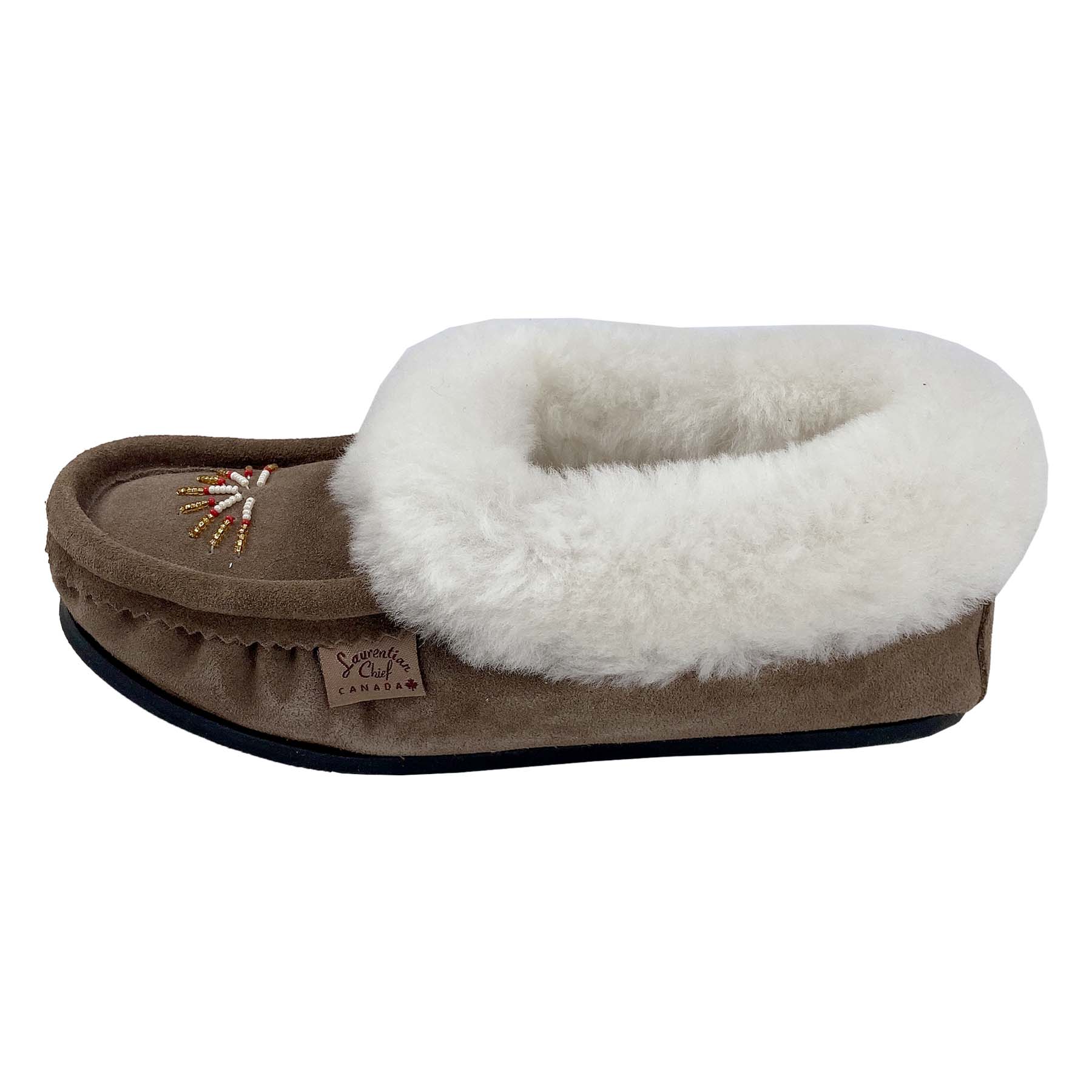 Women's Beaded Crepe Sole Sheepskin Moccasins