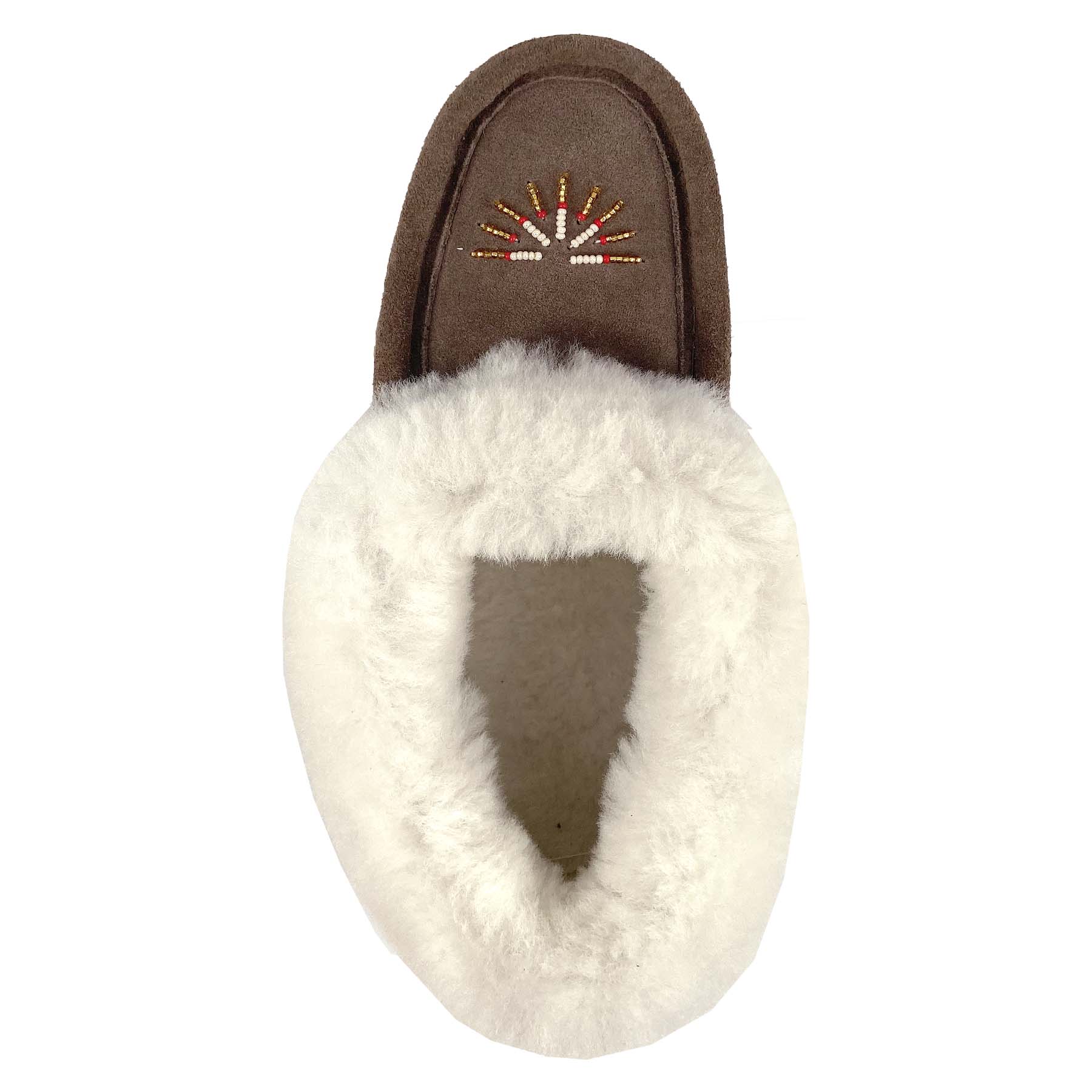 Women's Beaded Crepe Sole Sheepskin Moccasins